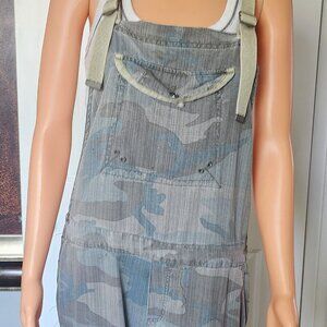 "Da-Nang" Camo Cargo Crop Overalls with embroidery.  Size:  Small.
